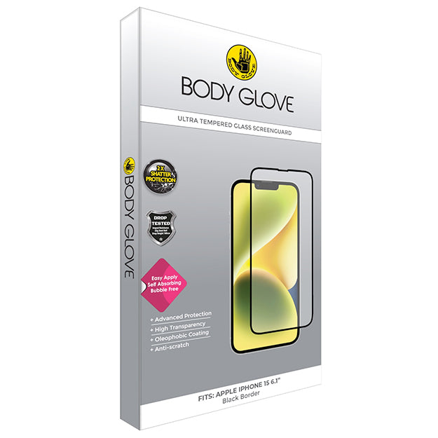 Body Glove iPhone 15 Ultra Tempered Glass Screen Protector - Clear With Black Border