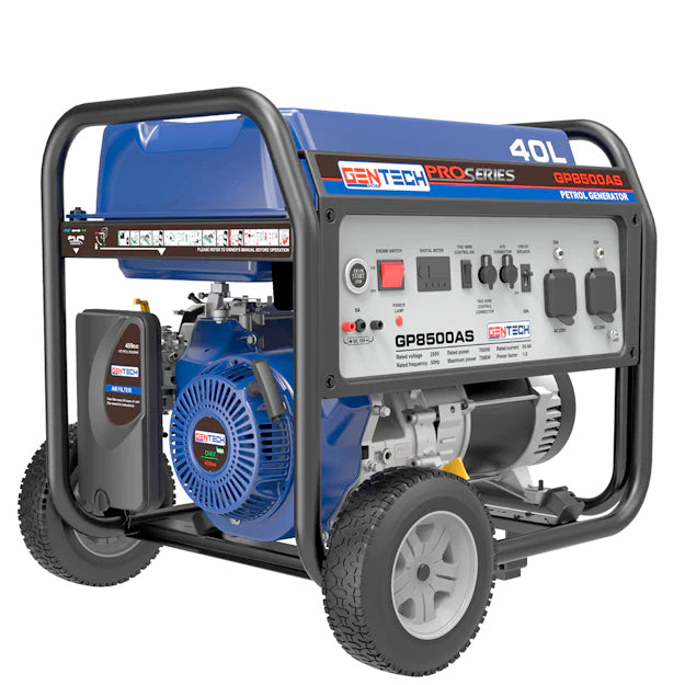Gentech 7.5kVA Electric Start Petrol Generator With 2-Wire Connection - Blue