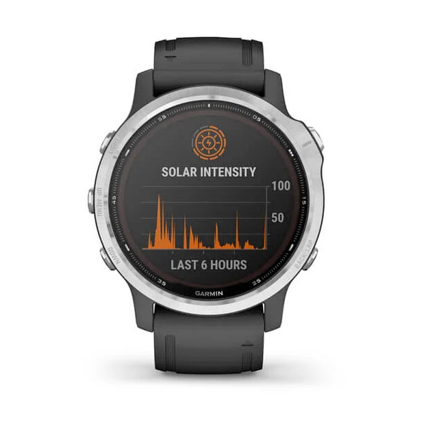 Garmin Fenix 6S Solar Multisport GPS Watch - Silver With Black Band