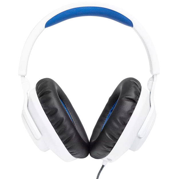 JBL Quantum 100P Console Wired Over-Ear Gaming Headset With Detachable Mic - White/Blue