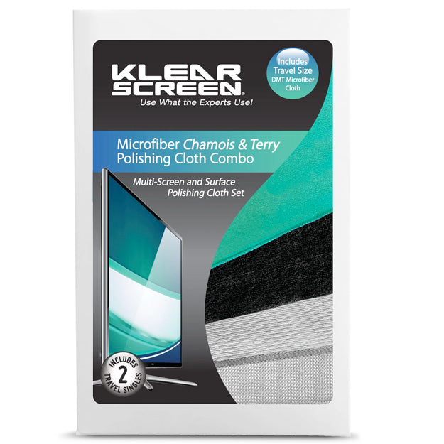 Meridrew iKlear Klear Screen Microfiber Chamois & Terry Polishing Cloth Combo - Blue