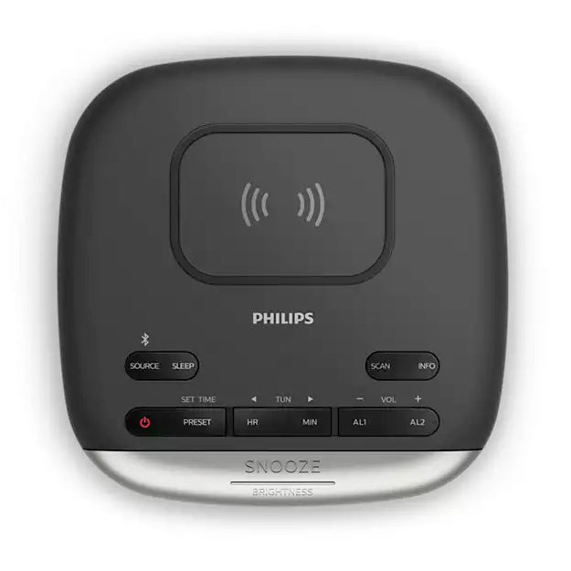 Philips Clock Radio With Qi Charging Pad TAR7606 - Black