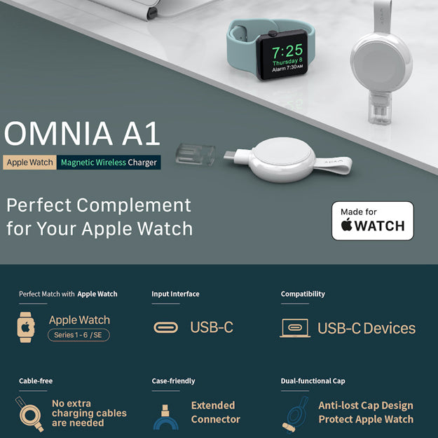 Adam Elements Omnia A1 Magnetic Wireless Charger For Apple Watch - White