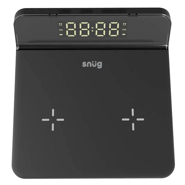 Snug Clock With Wireless Duo Charging Pad 10W - Black