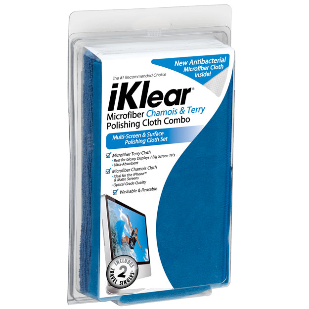 Meridrew iKlear Microfiber Chamois & Terry Polishing Cloth Combo - Blue